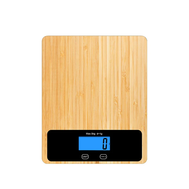 11Lb 5Kg Electric Weight Food Portable Digital Bamboo Kitchen Weighing Scales
