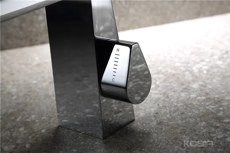 Ceramic Disc Valves Temperature Control Brushed lavatory Bathroom Wash Face Basin Faucet Brass