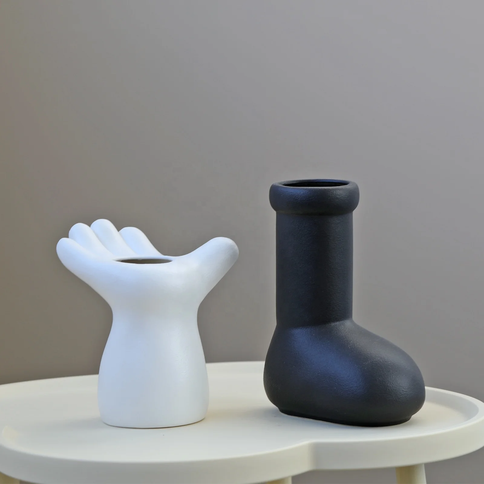 Hot Sale Creative Cartoon Shape Ceramic Vase Hand Shoes and Feet Design Industrial Style Modern Tabletop Ornament ceramic vase