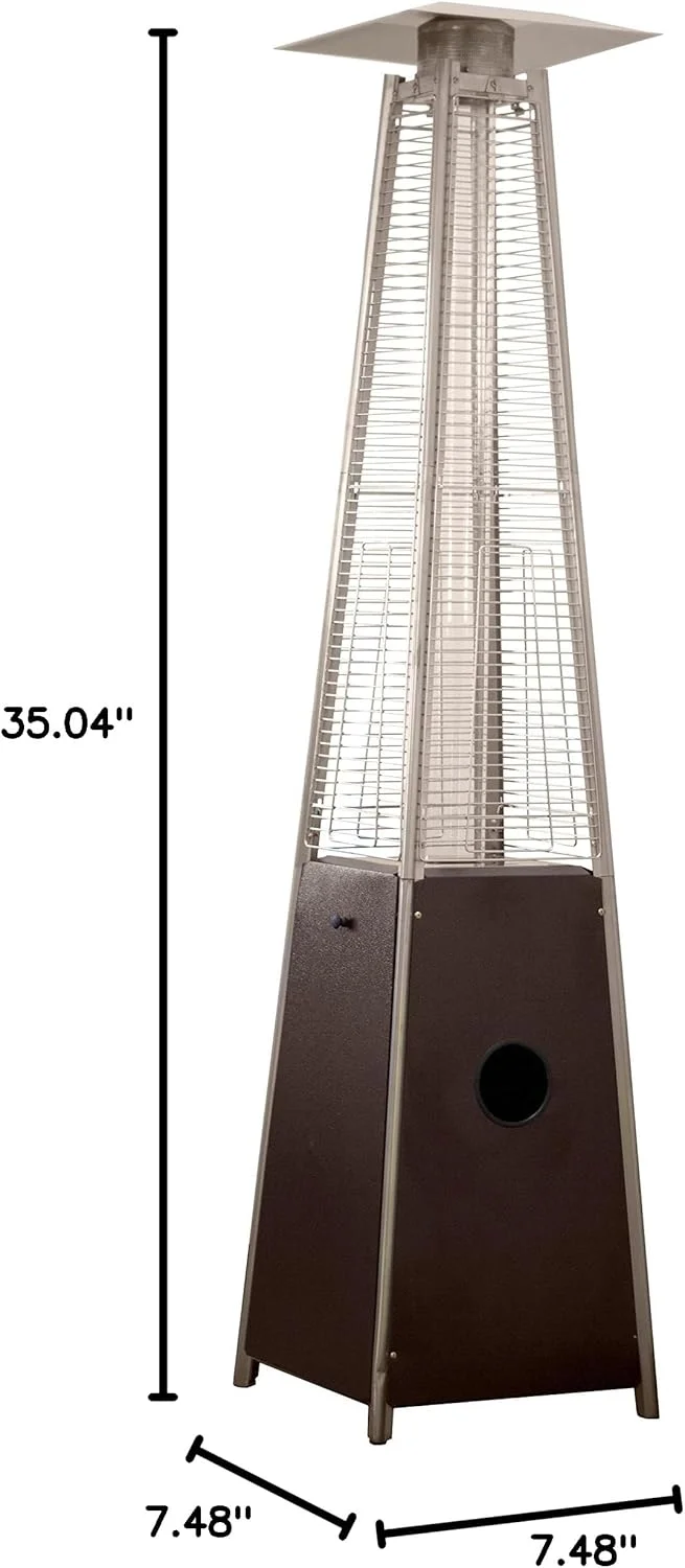 Custom 48000 BTU Flame Patio Heater Stainless Steel Wheels Outdoor Fabrication Services Featuring Glass Tube Tower Propane Cover