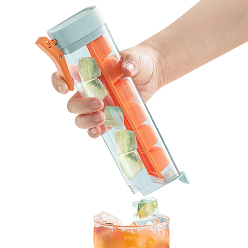 Creative Single Hand Press Ice Tray Home 6 Grids Small Ice Cube Mold Refrigerator Food Grade Silicone Ice Storage Box