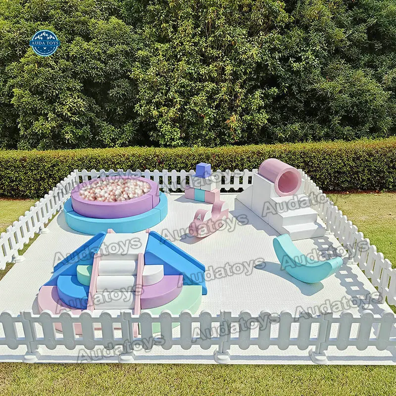 Kids Backyard softplay Playground Business Soft Play Set With Bounce Housee Macarone
