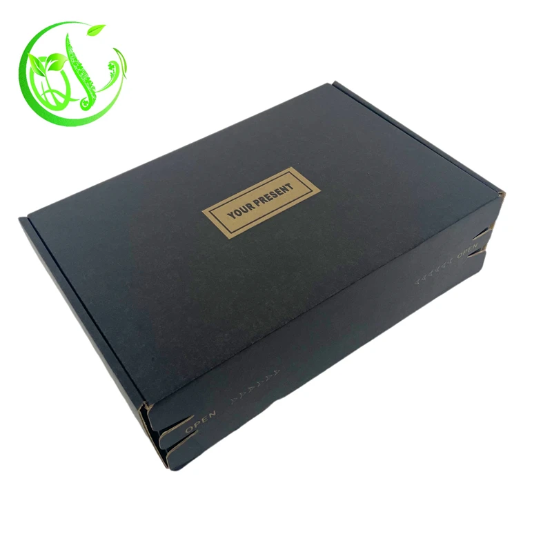 Packaging custom recycle paper shipping gift box black gift carton cardboard packaging paper box