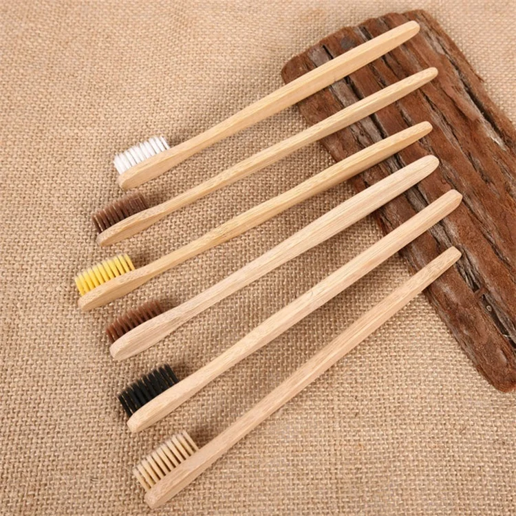 Free Sample Wholesale natural wooden bamboo charcoal bristle toothbrush