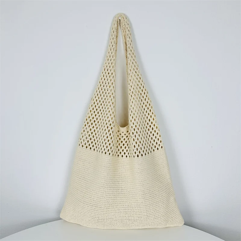 Knitted Shoulder Tote Bag Large Crochet Beach Bag Aesthetic Tote Handbags for Women
