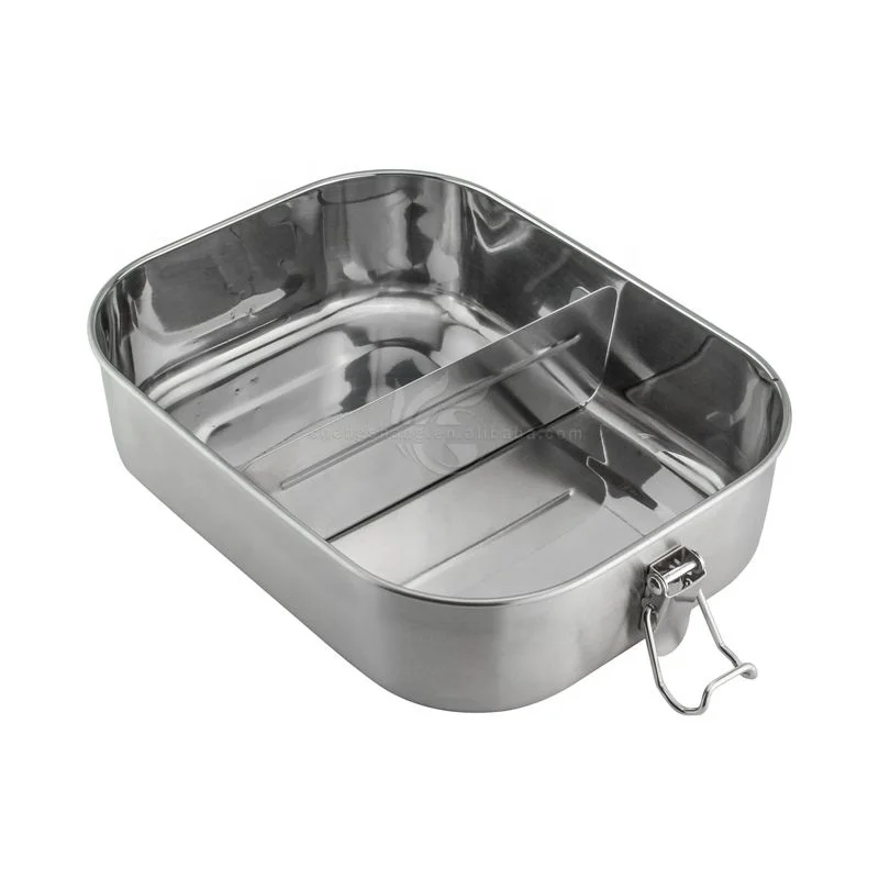 Большой Ланч-бокс из нержавеющей стали металлическая коробка Bento контейнер для еды с фиксаторами детей школы офиса работы