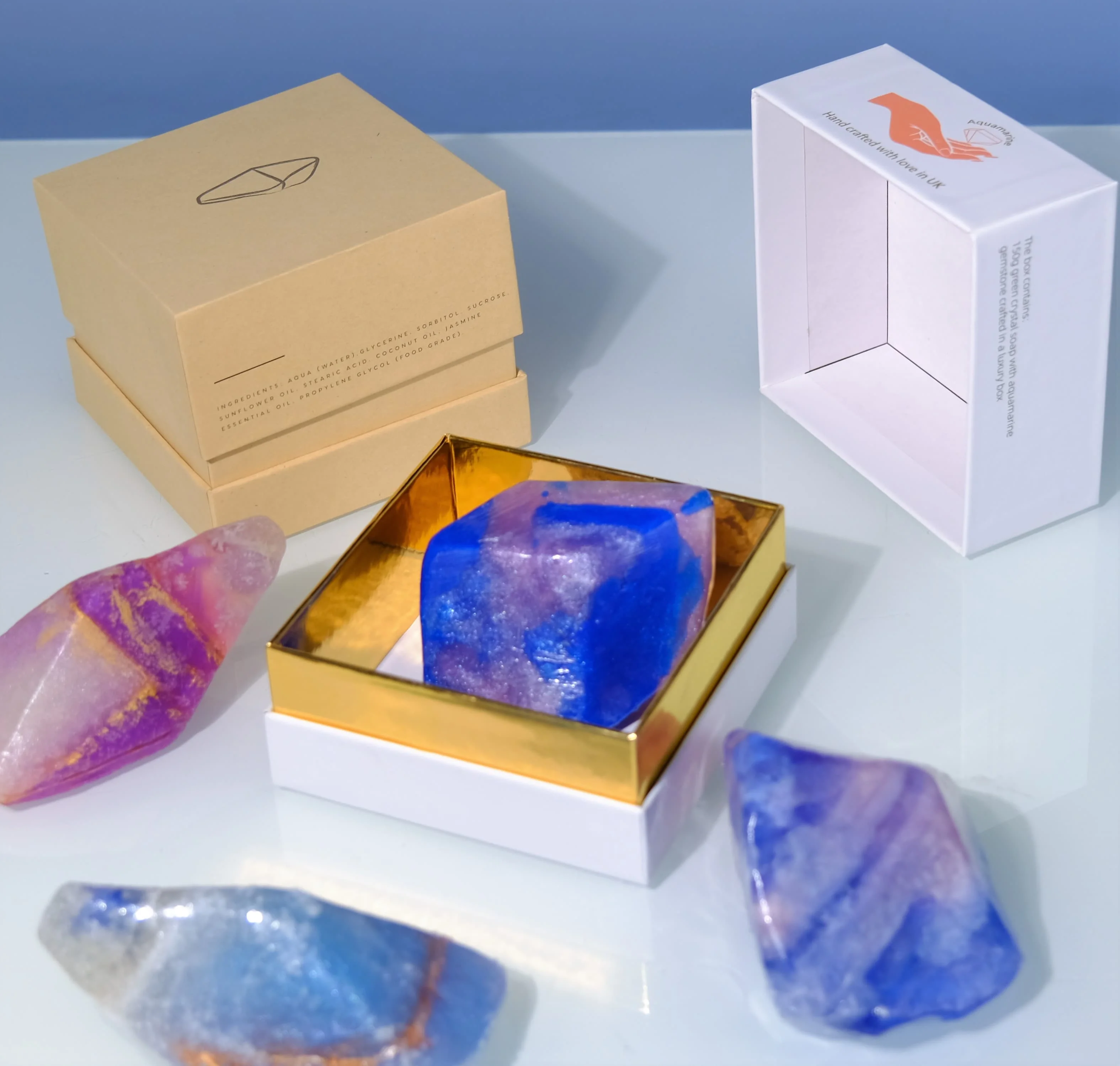 Hot Selling Organic Handmade Bathing Whitening Natural Skincare Beauty Crystal Gemstone Soap