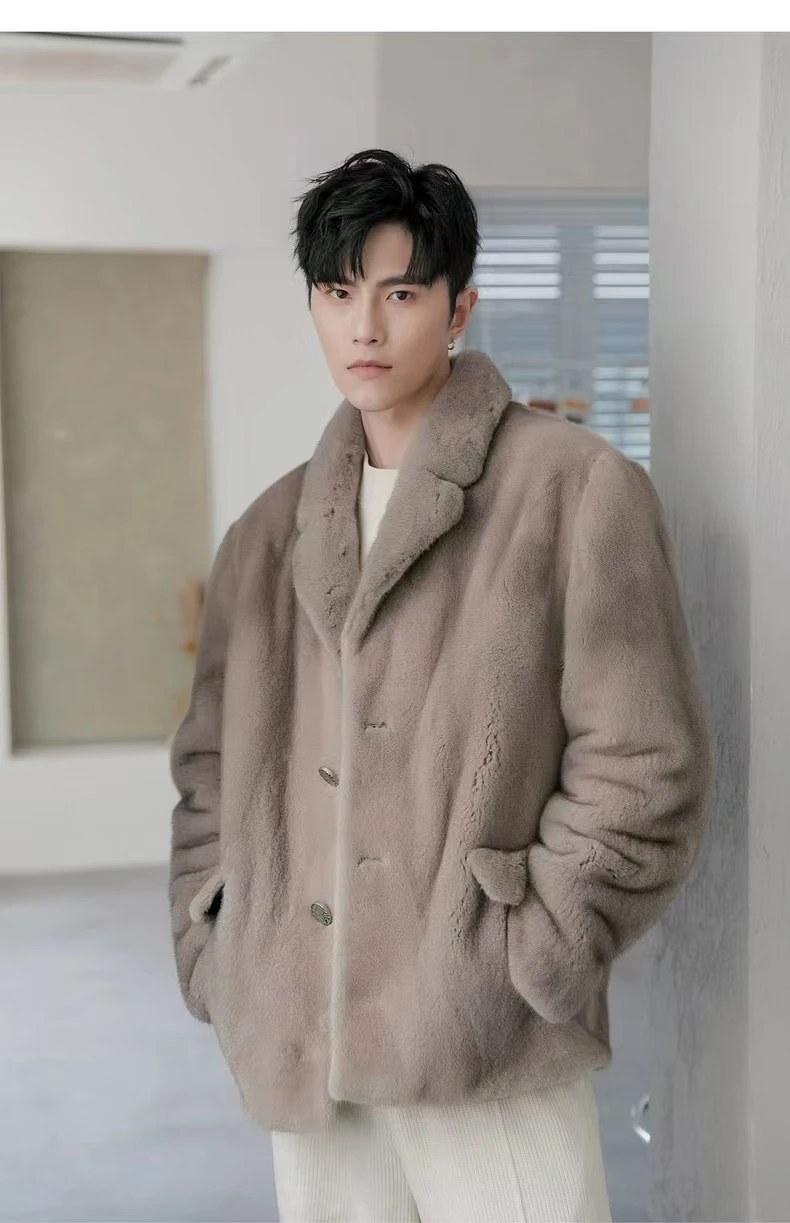 2024 H Fashion Design  Mink fur jacket  Winter Warm Thick Soft    Real Mink Fur Coat For Men