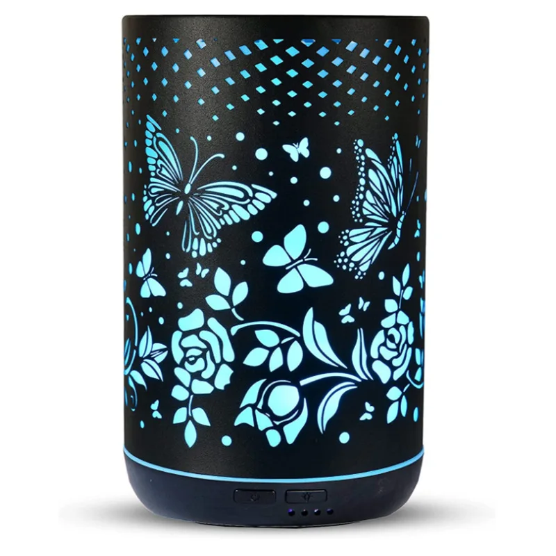 Flower Butterfly Metal Oils Aroma Diffuser, Fragrance Essential Oils Stone Cool Mist Metal Humidifier