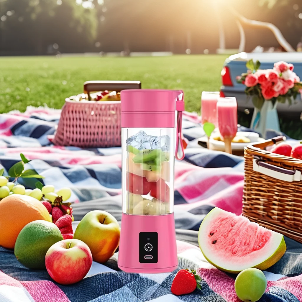 Portable Rechargeable Electric Juicer Durable Plastic Customized Eco-friendly Home and Outdoor Logo Gray Kitchen Green Yc-1