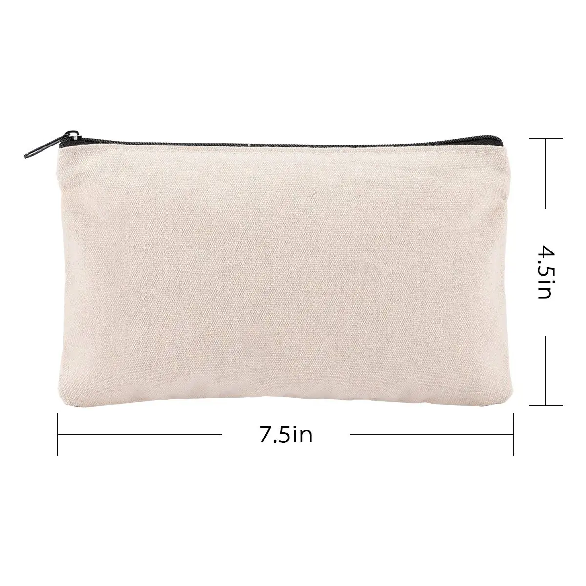 Multipurpose Travel  Blank DIY Craft Canvas Pen Pencil Case Cotton Canvas Makeup Cosmetic Bag