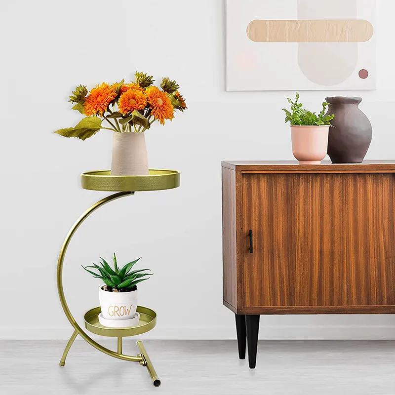 Good Price New product 2 Layer Folding Metal Living Room Bedroom Flower Plant Pot Shelf Rack Display Stand