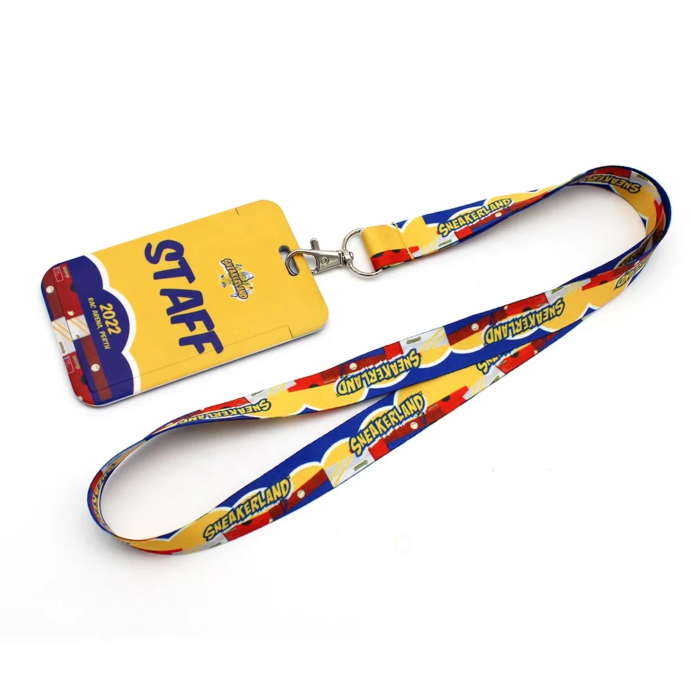 Wholesale Cartoon card sleeve protector Custom Fashionable personality Name Id Card Badge Holder with Ribbon Lanyard