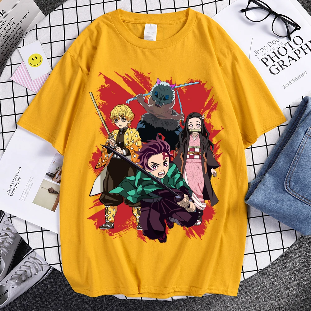 Classic Nezuko Kamado Demon Slayer T-Shirt Men O-neck Short Sleeved Kimetsu No Yaiba Graphic Tshirt Cotton Tee Harajuku