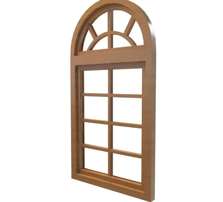 Wood texture aluminum frame curved glass windows double glazed arched windows with reflective glass