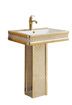 Luxury hotel ceramic bathroom wash basin sink wire freestanding custom one piece toilet pedestal cera sanitary ware sink