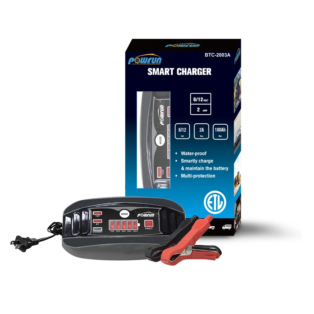 ETL 110V Smart Battery High Power 6V/12V 2A Automatic Electric Power Portable Car Battery Charger