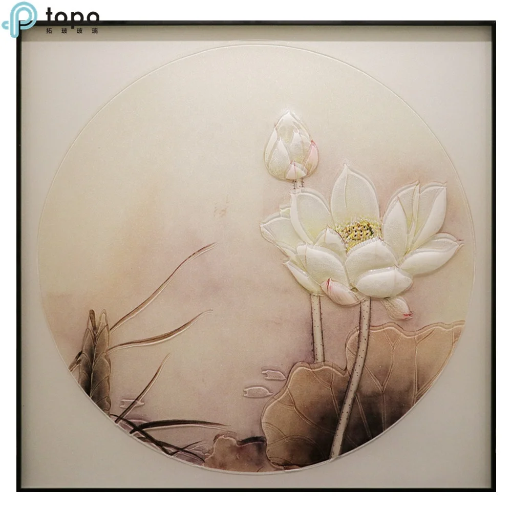 
Home Decor H800mm*800mm Hanging Wall Modern Art Flower Glass Painting (MR-YB6-2013) 