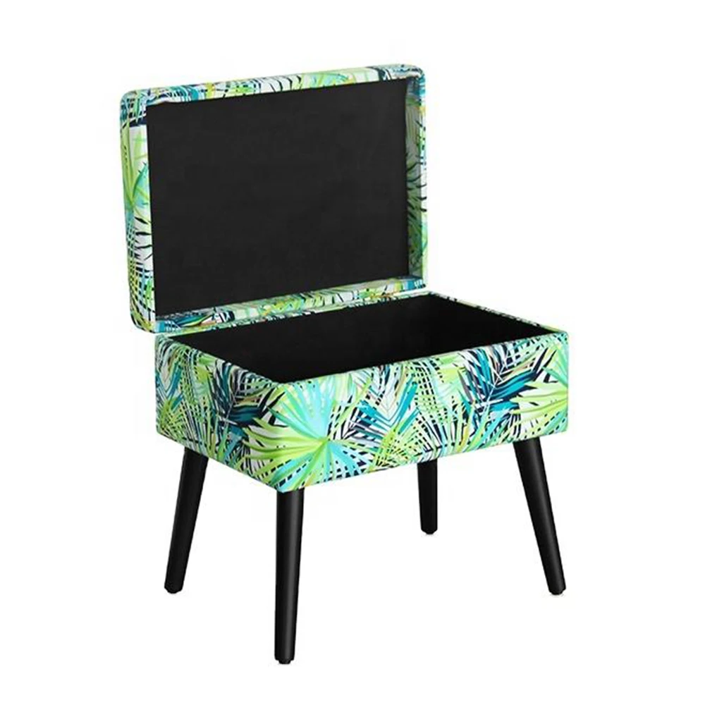 
New Design Clothing Shop Ottoman Wear Shoes Change Shoes Stool Bench Printed Storage Dressing Stool 