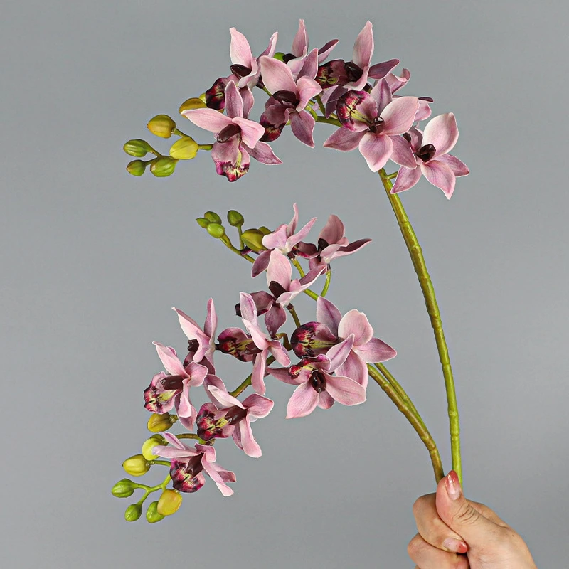 KEWEI T506 High Quality Artificial 10-heads Spider Orchid Flower Real Touch Orchid Wedding Centerpiece Flower