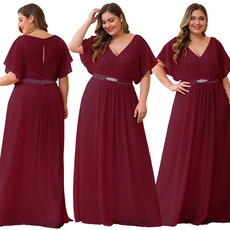 New Plus Size Bridesmaid Dress Chiffon Dress Sexy Party Chorus Costume