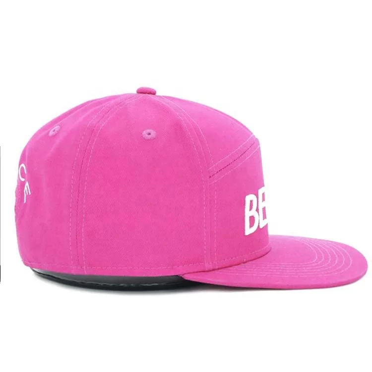 Cap Basketball Vintage Women Hip Hop Caps Wholesale Flat Brim Pink Custom Woven Patch Logo 7 Panel Snapback Hat Trucker Cap