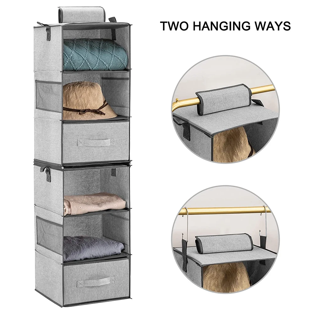 LINDON Space Saver Hanging Wardrobe Closet Shelving Organizer Storage with Drawers