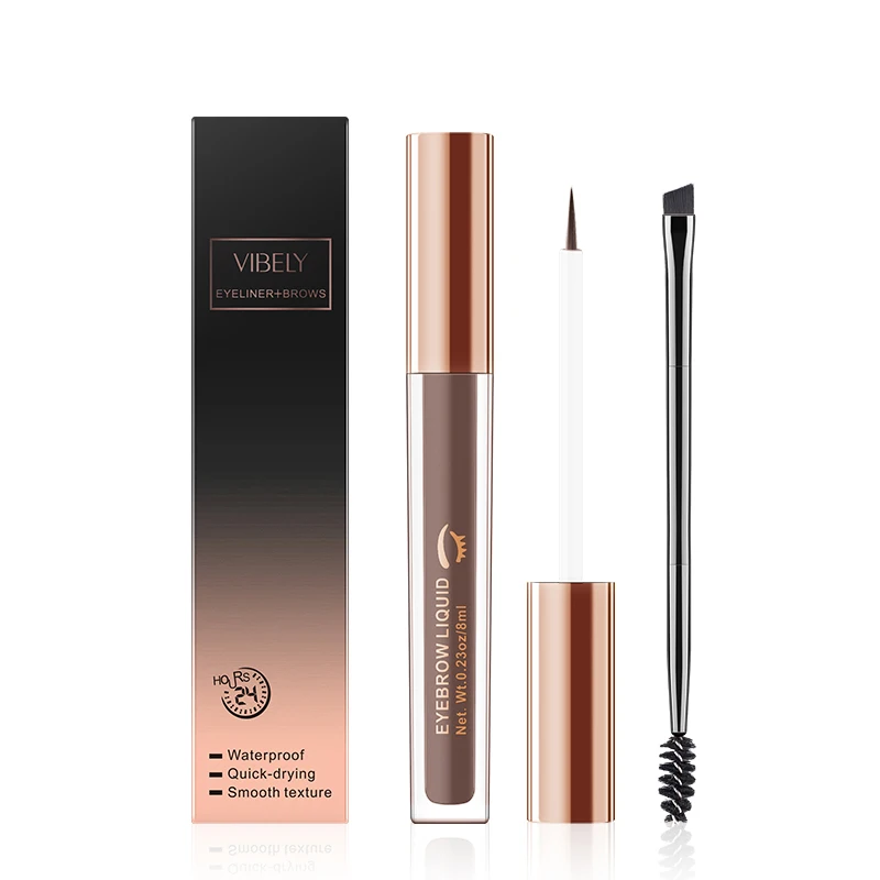 Wholesale Beauty Makeup Eyebrow Cream Waterproof Vegan Non Smudge 2 in 1 Make-up Brush Liquid Eyebrow Pencil