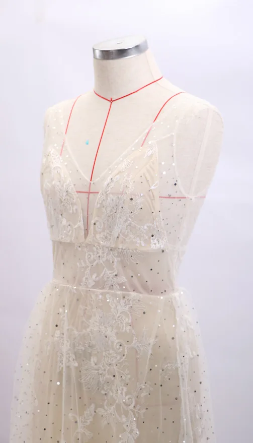 Wholesale White Wedding Dress Crystal Beads Sequins Lace Casual Dress Bridal Gown Maxi Dress for Wedding