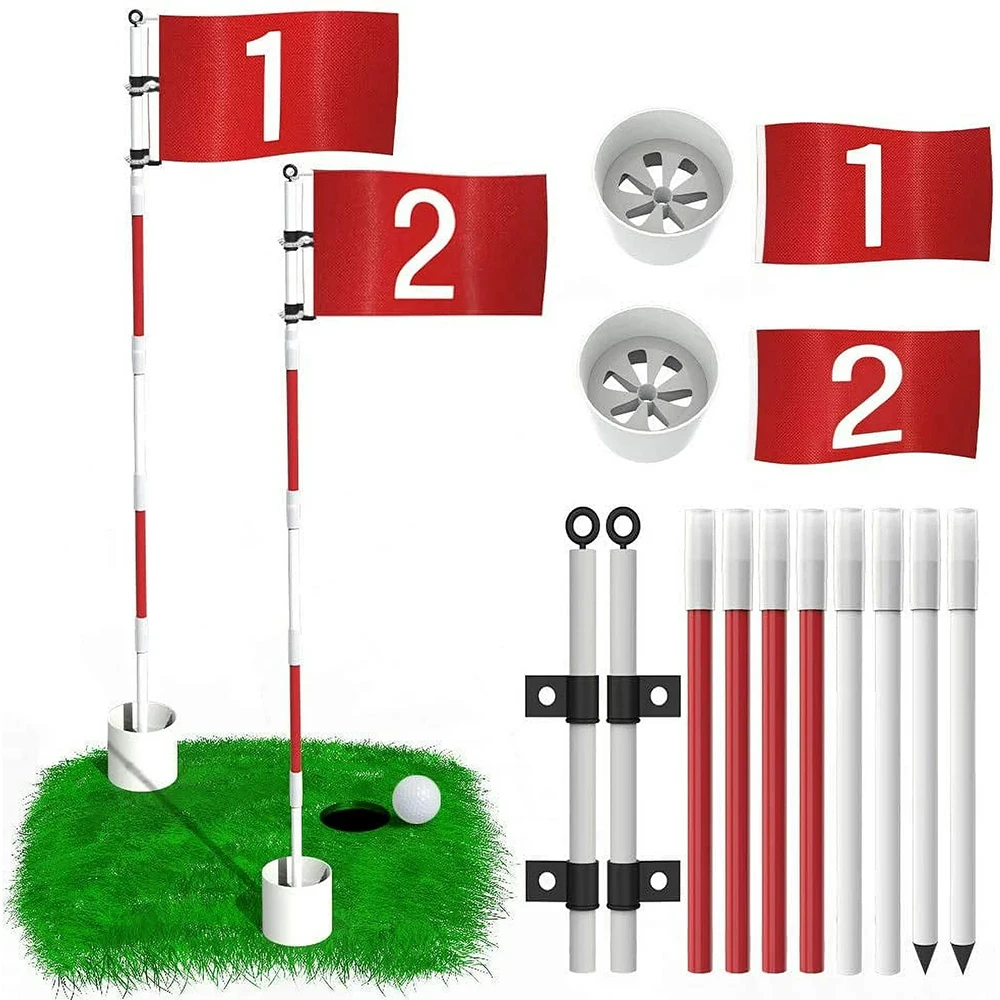 PRIMUS GOLF Hot Sales Golf Practice Flag Stick Removable Plastic Hole Cups And Nylon Cloth Flags Sticks Set Golf Flagstick