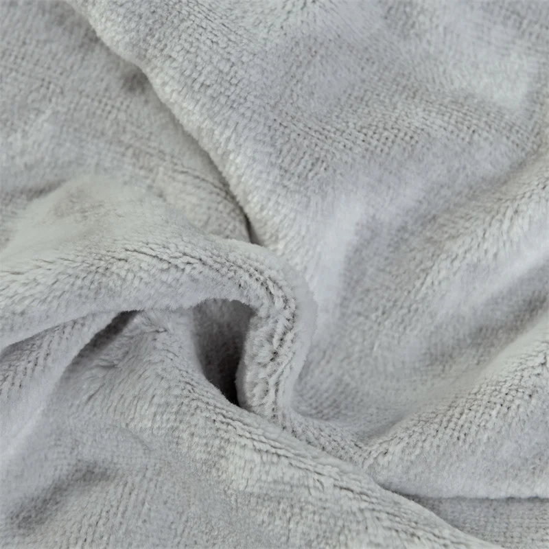 Plain European style back printed cut flannelette blanket edge seal grey pattern flannel blanket new design blanket