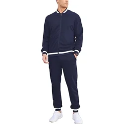 Wholesale mens athletic wear 100% polyester zipper tracksuits  casual  training sweatsuits  sports wear set for men