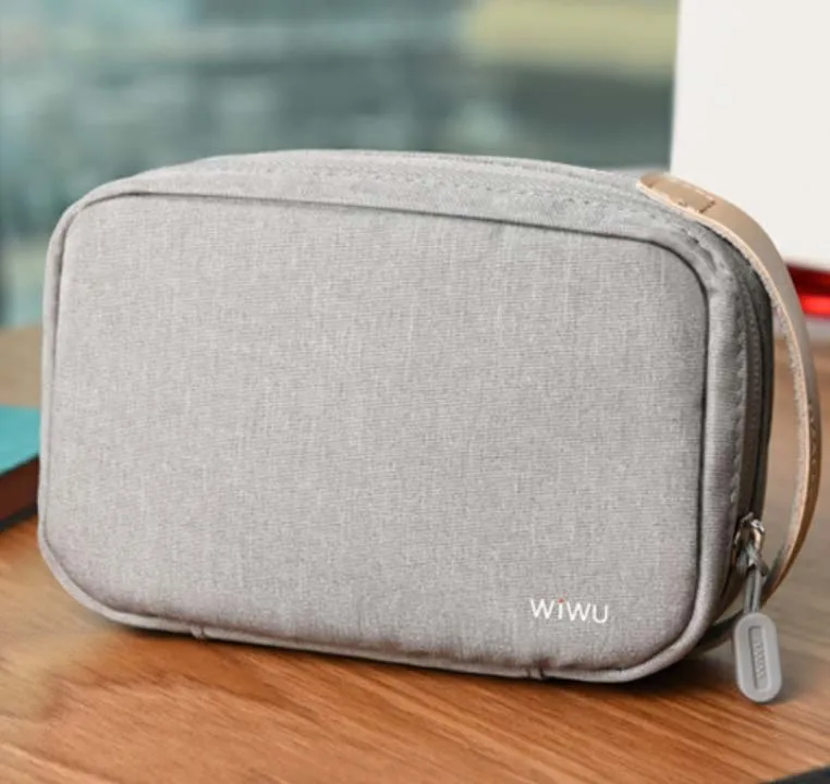 Wiwu water resistant Nylon Electronic storage Organizer bag with double layer Travel Gadget Bag for Cables, USB Flash Drive