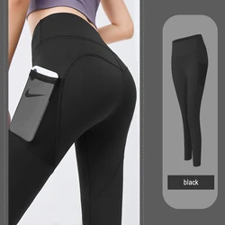High Quality Exercise fitness running butt lift high waist stretch tight Yoga pants Leggings For Women With Mesh Pocket