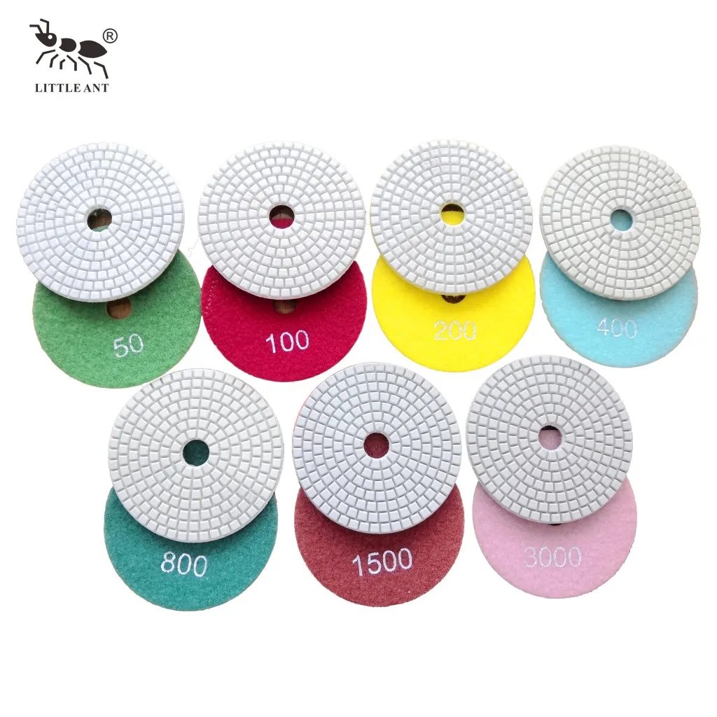 LITTLE ANT Granite Quartz Polishing Pad Diamond 125mm 100mm Concrete Floor Grinder Polisher for Marble Stone with Back Loop
