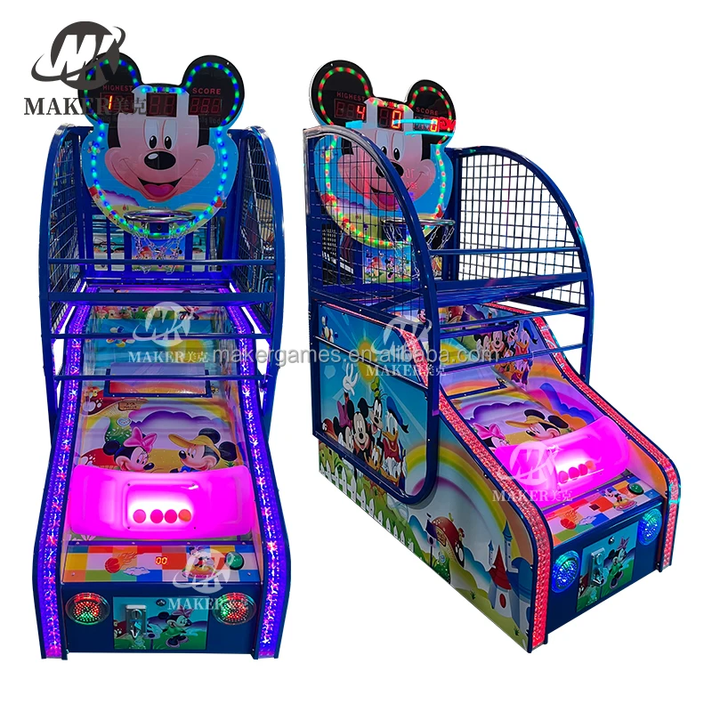MAKER High Quality Cute Mickey Free Customization Amusement Park Arcade Basketball Shooting Cabinet Basketball Game Machine
