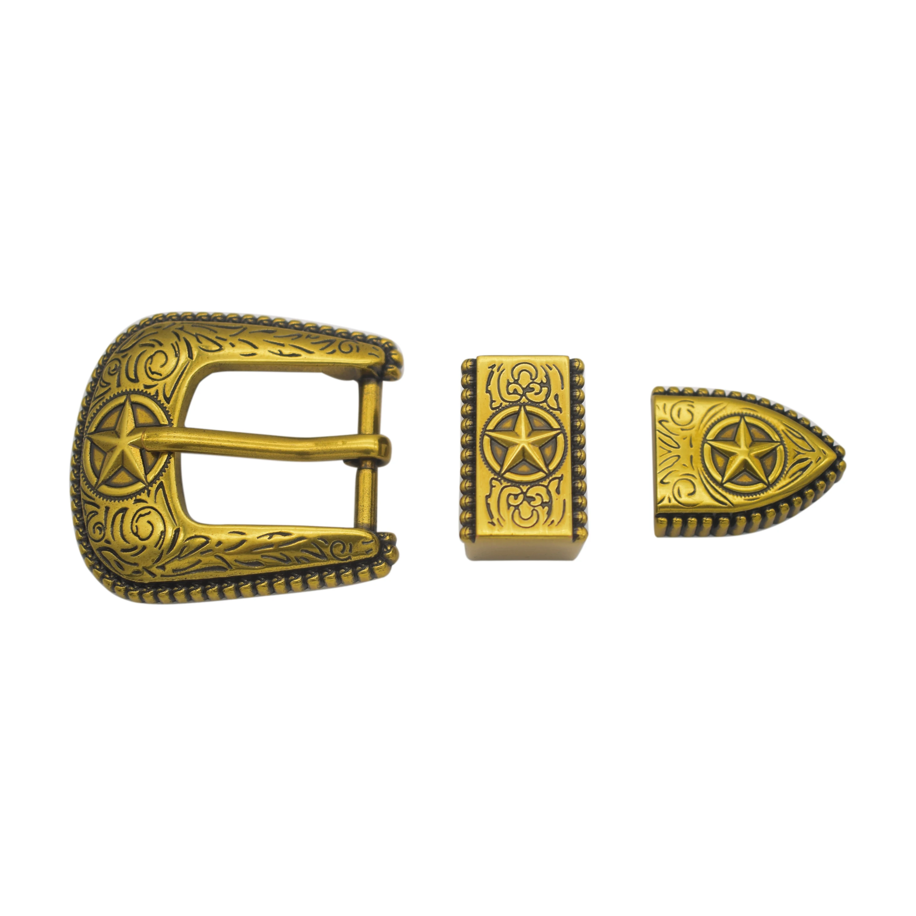 1 Inch Custom Vintage Flower Embossed Single Prong Buckle Set Men Belt Buckle