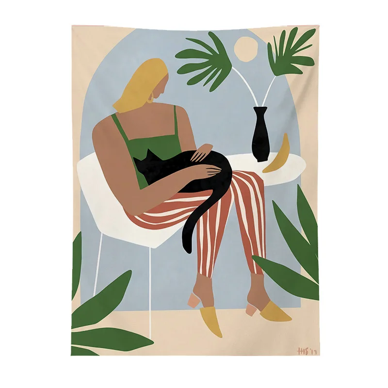 Customizable Nordic geometric abstract yoga leisure beach background cloth hang tapestry wall decoration poster hanging painting