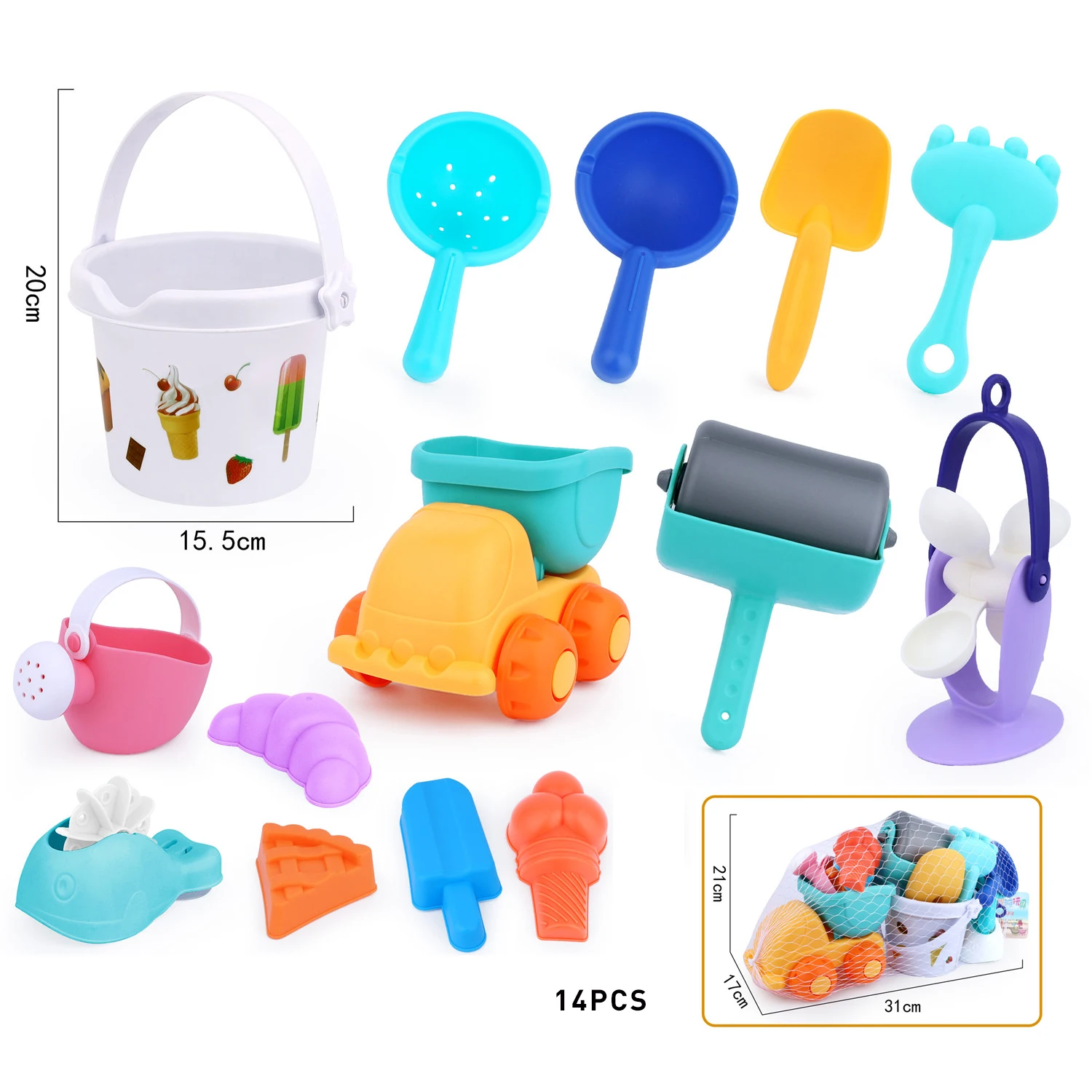 Summer Beach Bucket Sand Kids Toys BPA Silicone beach fun 14pcs sand tools set buckets set beach toys sand toy