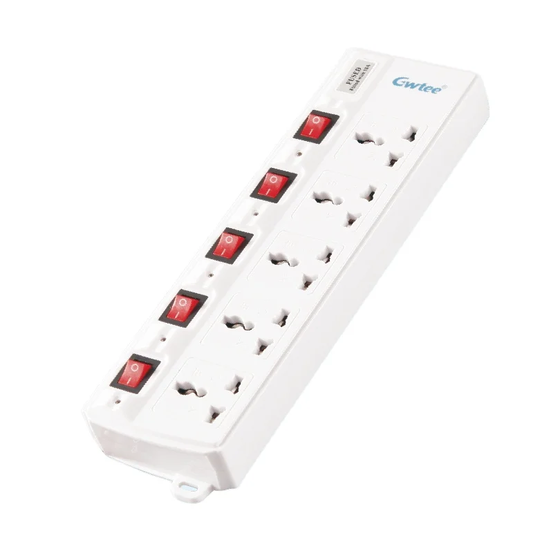 5 gang universal fuse surge protection power electric extension sockets with protector tube