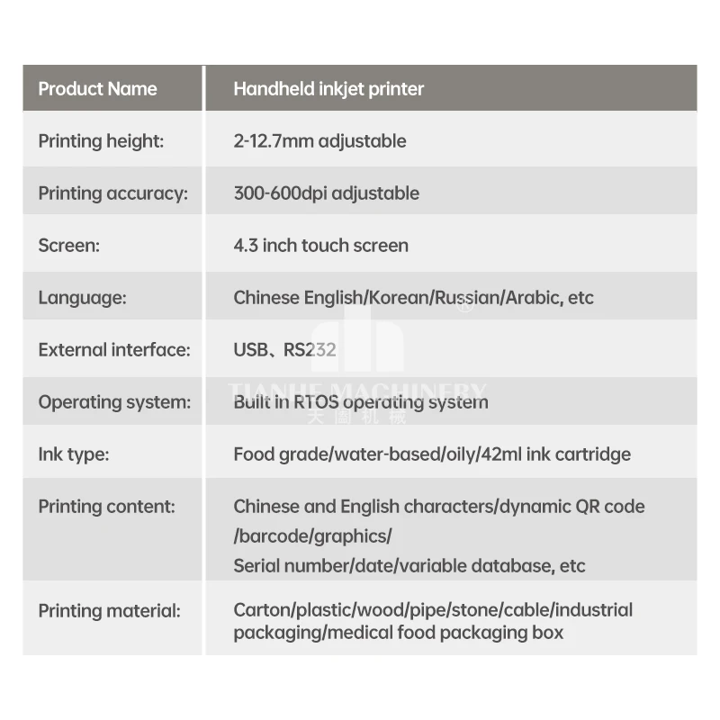 Portable large character 50mm dual cartridge handheld inkjet printer handheld inkjet printer