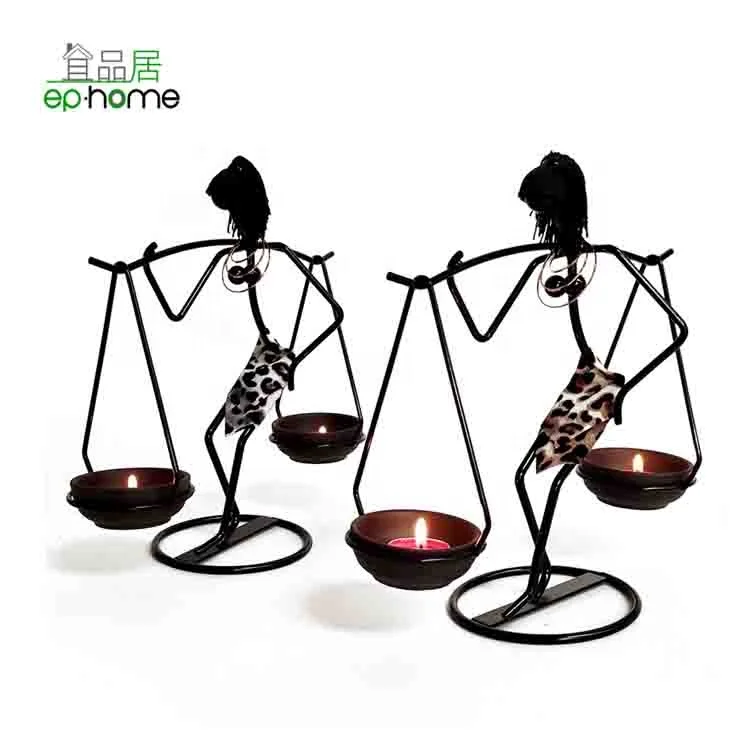 Wholesale Modern Fashion Young Sexy Girl in Leopard Print Clothes Metal Tealight Holder Frame for Friend Birthday Wedding Gift