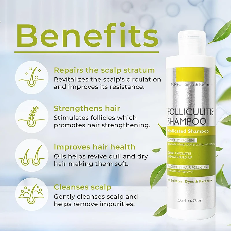 Relieve Itchy Dry Scalp and Treat Dandruff Seborrheic Dermatitis Psoriasis with Anti-Folliculitis Hair Growth Shampoo