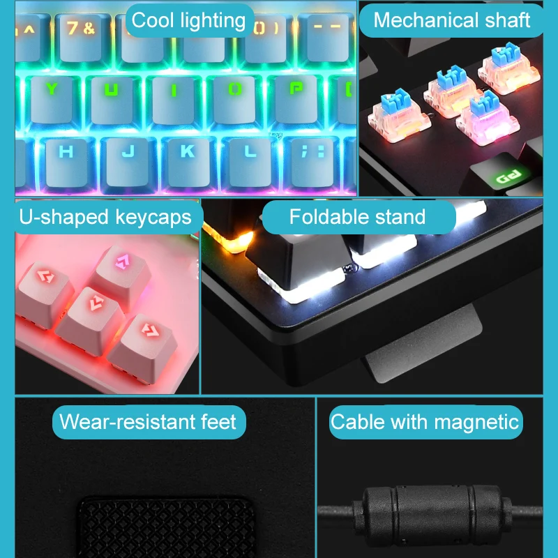 7-color RGB Gaming Mechanical Keyboard 87 Keys narrow edge design  Laptop USB Connection CNC Keyboard