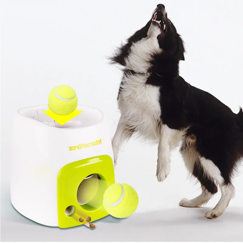 A04 pet dog funny tennis ball launcher treat feeding activity training play launching treats reward food machine toy for dogs