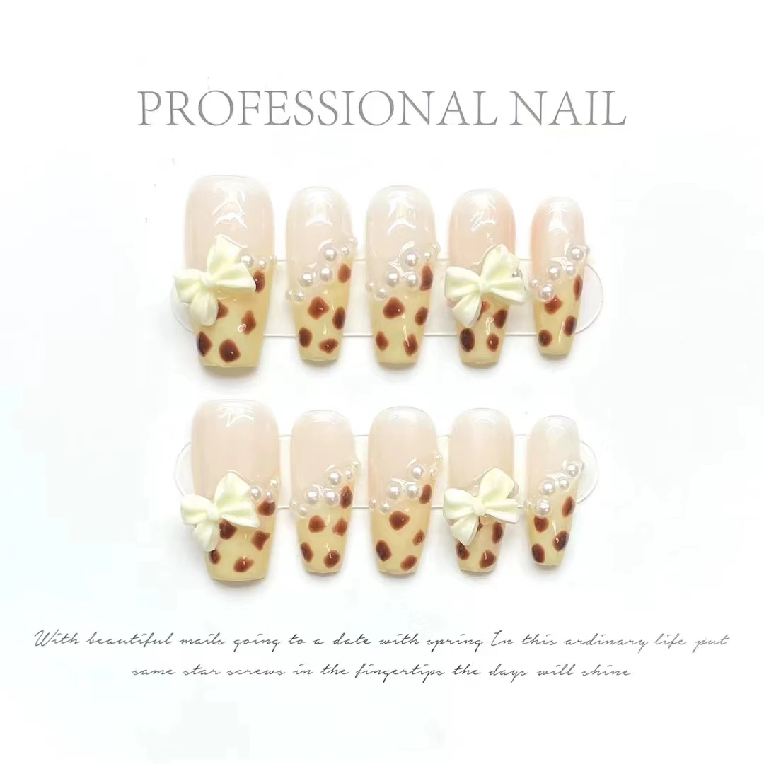 INS Handmade Exquisite Fashion Design 10-Piece ABS Press on Nails Art Box Bag Private Labeling Custom Fingernails for Fingers