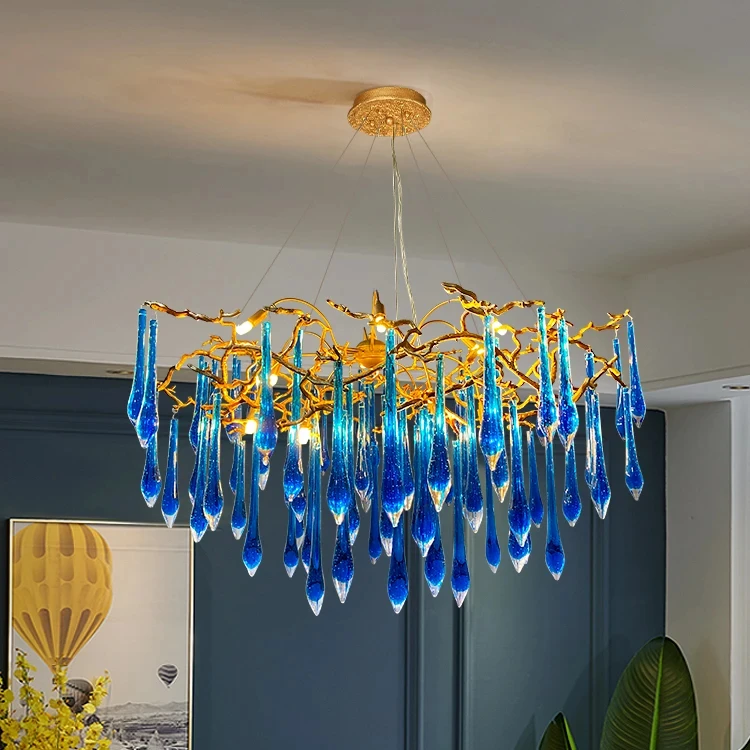 Unique Design Customize Decorative Lamp Colored Hand Blown Modern K9 Crystal Chandelier Lighting for Stairs