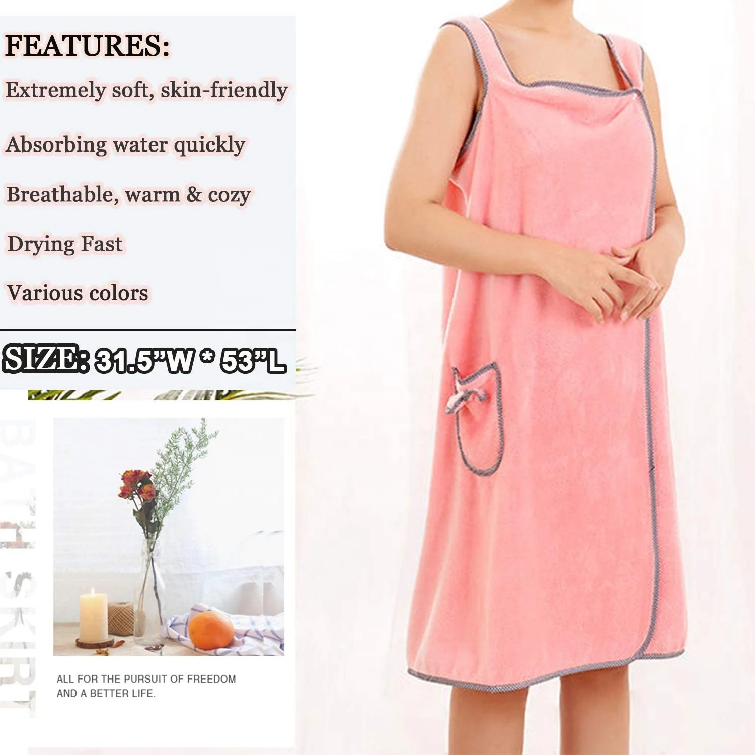 Super soft and absorbent Plush Thicken Changeable Towel coral fleece Bibulous Body Wrap wearable Bath towel