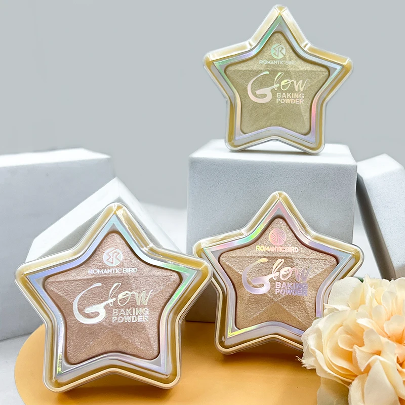 Romantic Bird Gold White Color Wholesale Makeup Baking Powder 4 Colors Private Label Loose Highlighter Bronze Highlighter Powder