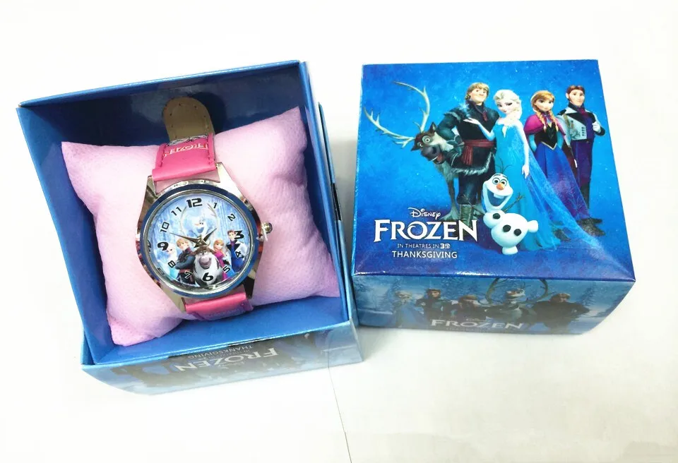 Fashion Cartoon Leather Boys Girls Kids Watches with Colorful Retail box Princess Children Clock Watches For Birthday Gifts